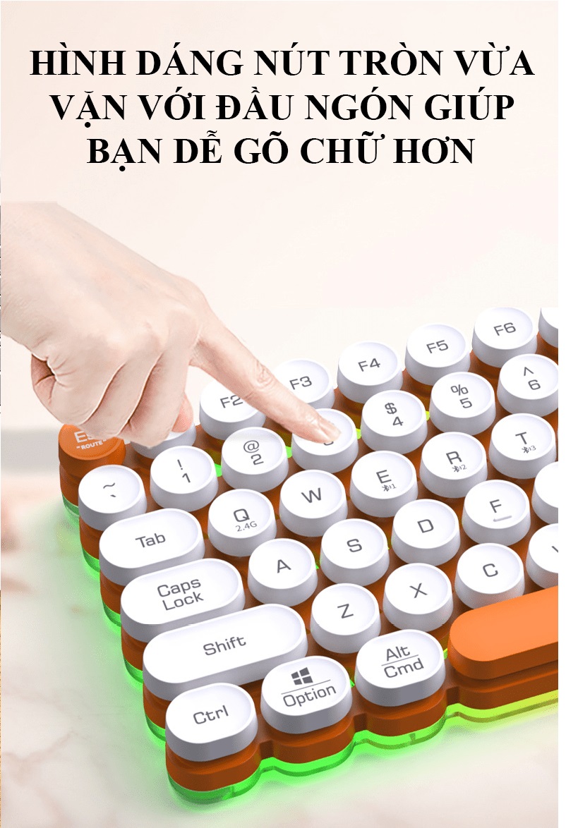 Bàn phím Bluetooth không dây LANGTU OG102 nút tròn hình tổ ong có đèn led viền bắt mắt với 3 cách kết nối tiện lợi - HN- HÀNG CHÍNH HÃNG