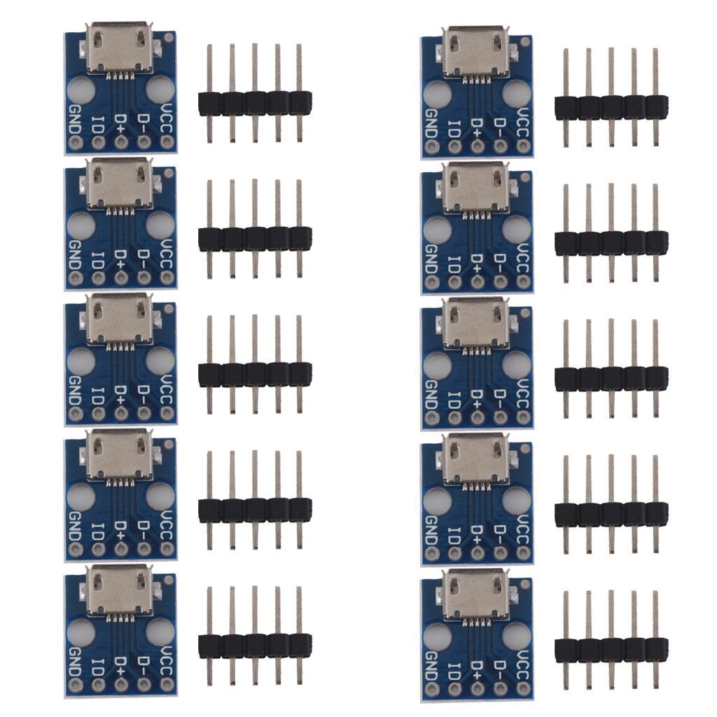 7x10pcs Female MICRO USB to DIP 5-Pin Pinboard 2.54mm micro USB type