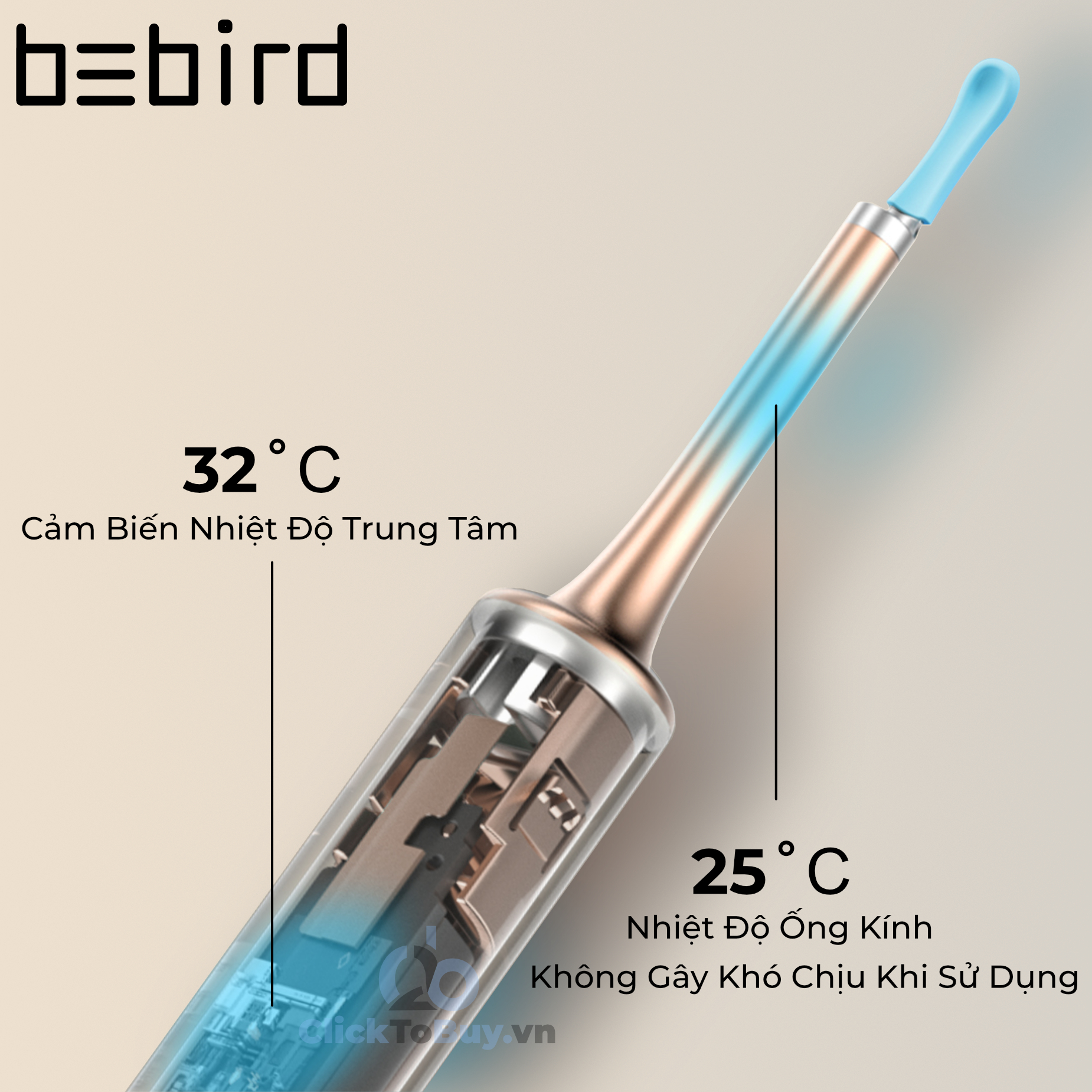 Ngoáy Tai Thông Minh Bebird T15 - Máy ngoáy tai kèm camera, phiên bản cải tiến với tính năng nặn mụn