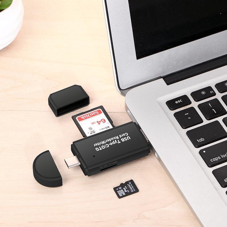 Đầu đọc thẻ OTG 3 trong 1 hỗ trợ cắm thẻ Micro SD/thẻ SD/USB /thẻ TF /SD tiện dụng