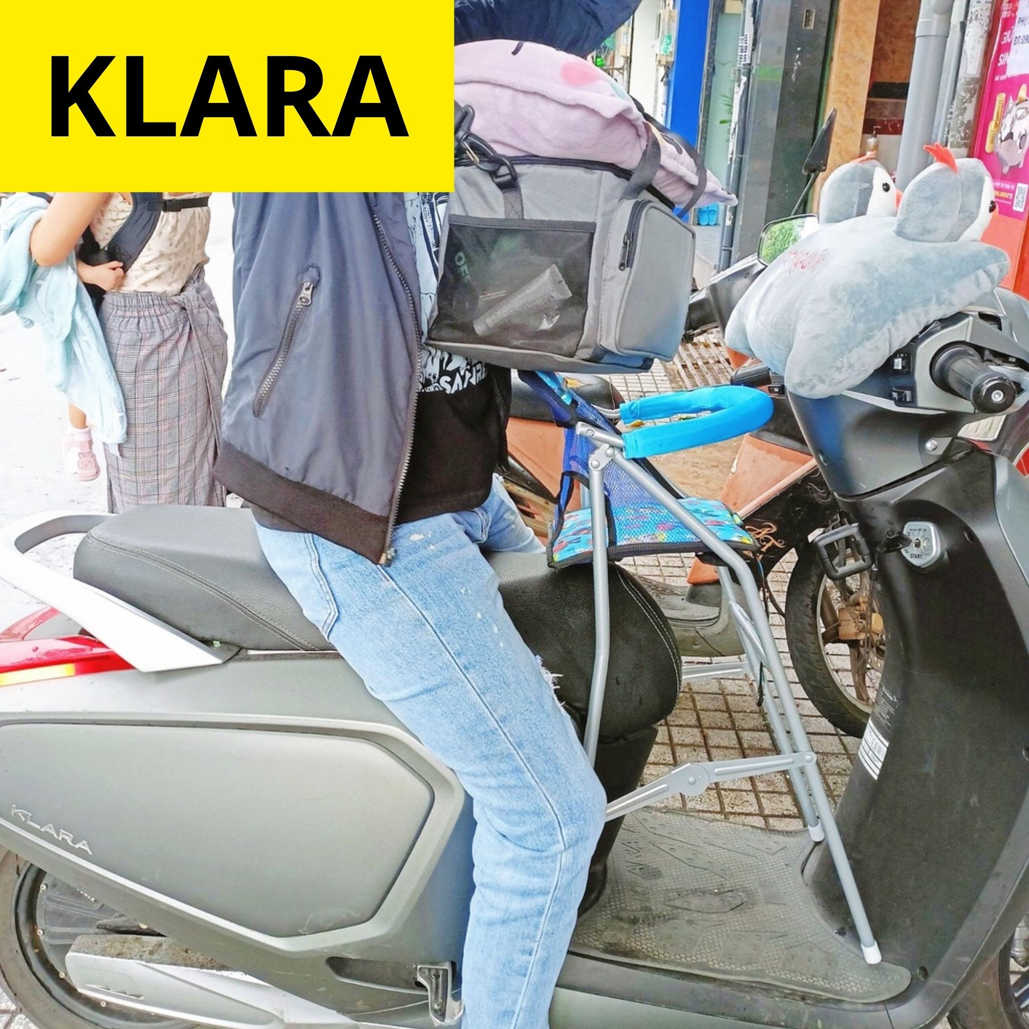 ( Ghế Sắt Sơn Có Dây ) Ghế ngồi xe tay ga cho bé (có cả dây đai và vòng bảo hiểm an toàn) ghế ga xếp sắt sơn tĩnh điện