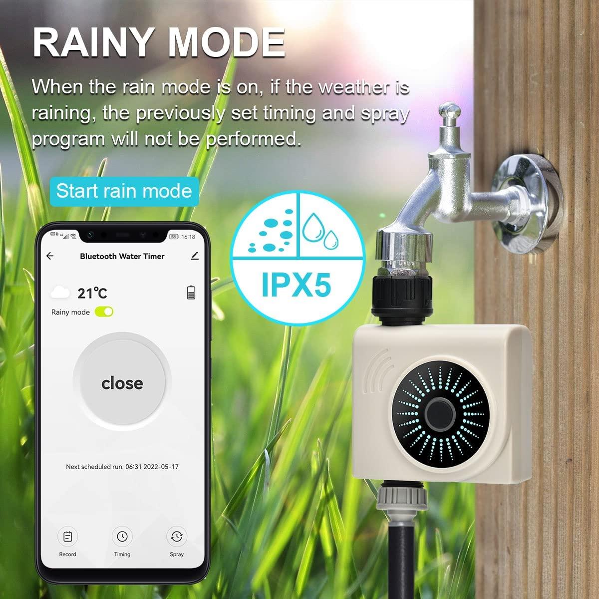 Tưới nước của lập trình viên Bluetooth, tưới nước tự động, hẹn giờ tưới thông minh với tần suất, thời gian tưới và chế độ mưa cho vườn ngoài trời