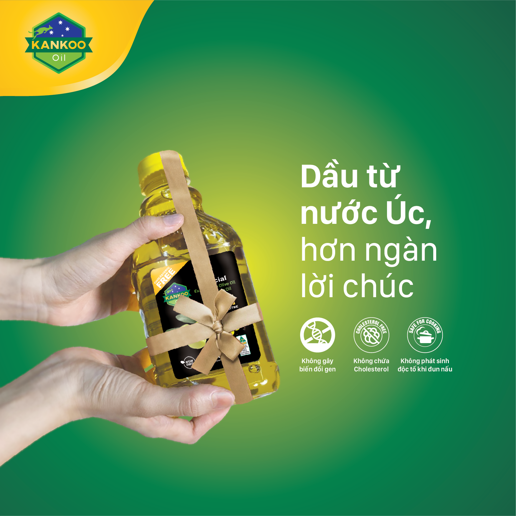 Combo 5 chai Dầu ăn Oliu hạt cải nhãn hiệu KANKOO Oil Australian Liquid Gold nhập khẩu từ Úc (5 chai x 1 lít)