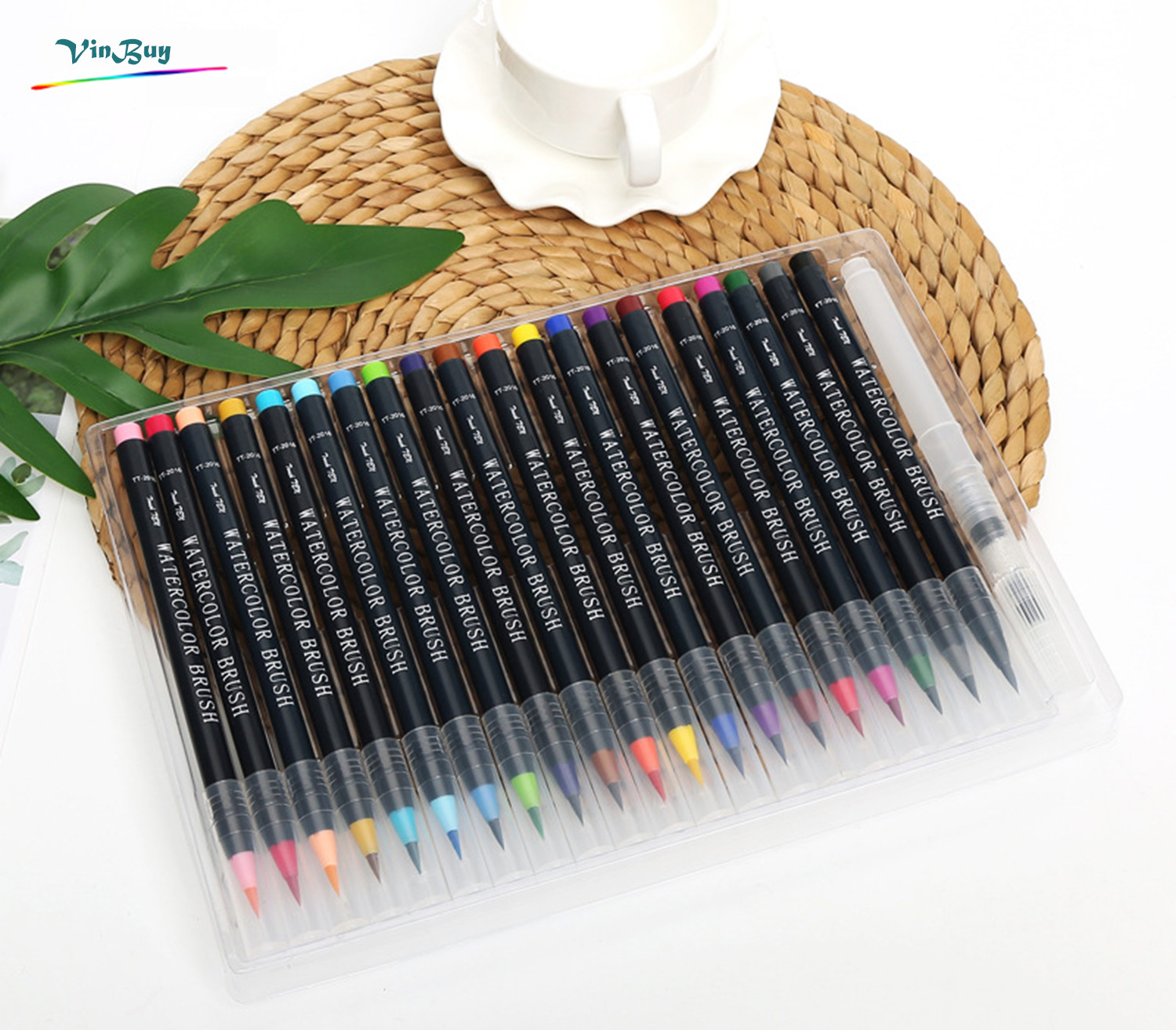 Bộ 20 bút lông màu nước cao cấp Water Color Brush Pen - Tặng 1 cọ Water Brush - Màu nước, màu vẽ, bút lông cao cấp Chính Hãng VinBuy