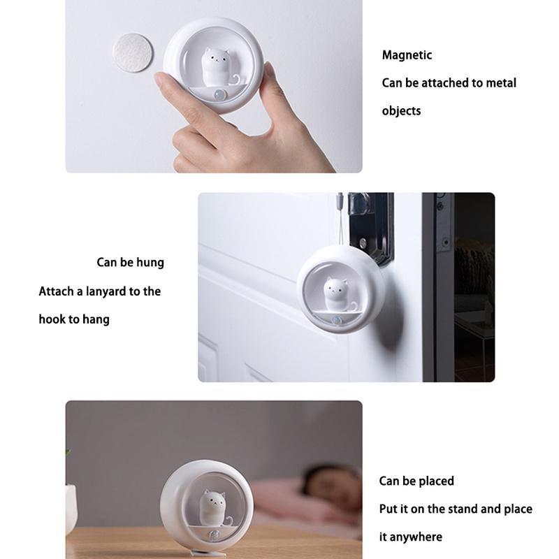 Đèn Led Tròn Cảm Biến Chuyển Động LUKEN Hình Mèo Kèm Sạc Usb Tiện Dụng