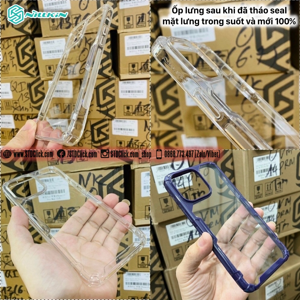 ỐP LƯNG DÀNH CHO ĐIỆN THOẠI IPHONE 14 PRO MAX NILLKIN NATURE TPU PRO LƯNG KÍNH PC TRONG VIỀN DẺO