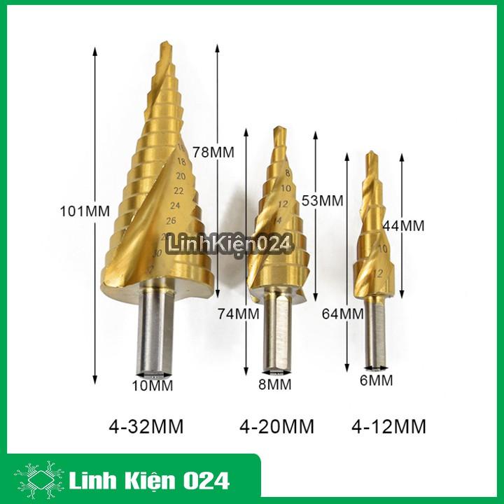 Bộ 3 Mũi Khoan Sắt Hình Nón Chất Lượng Cực Cao Phủ TITANIUM