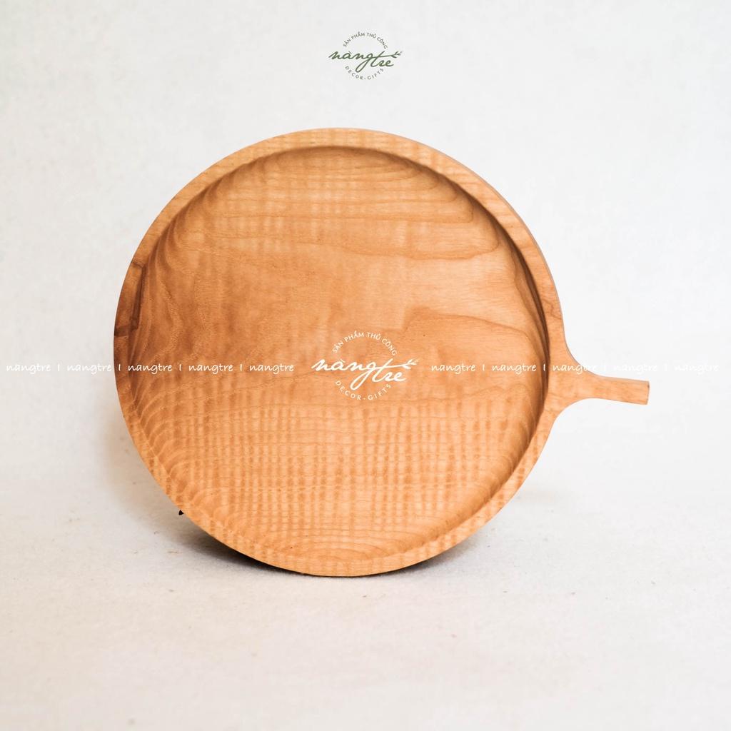 Bộ 3 Khay gỗ tròn tay cầm - Trang trí - Khay gỗ tần bì - woodentray