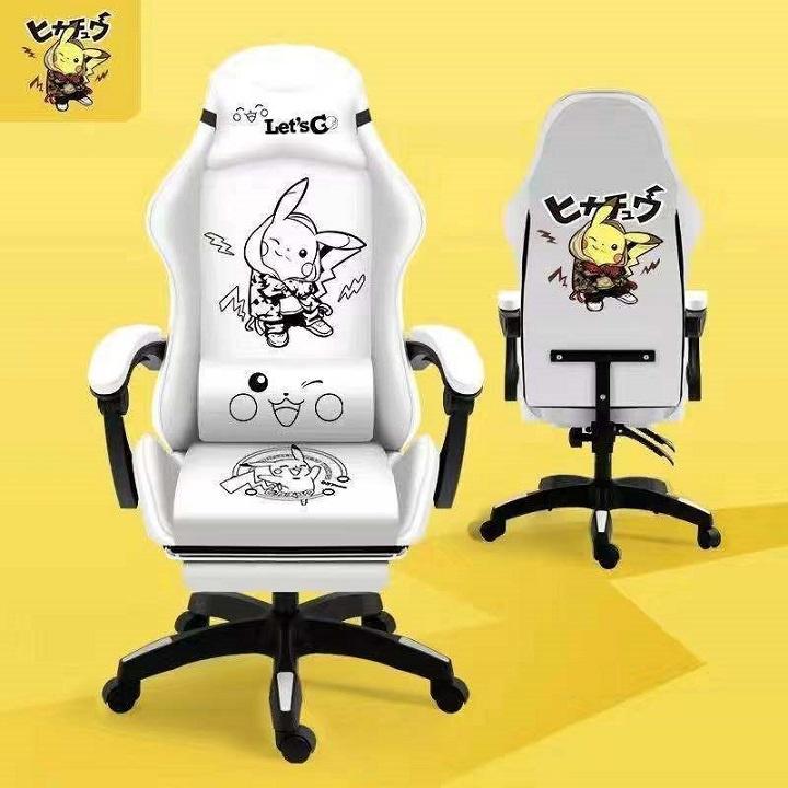 Ghế Gaming Màu Vàng, Ghế Chơi Game Hình Pikachu, Có Massage Và Ngả Lưng Đa Năng