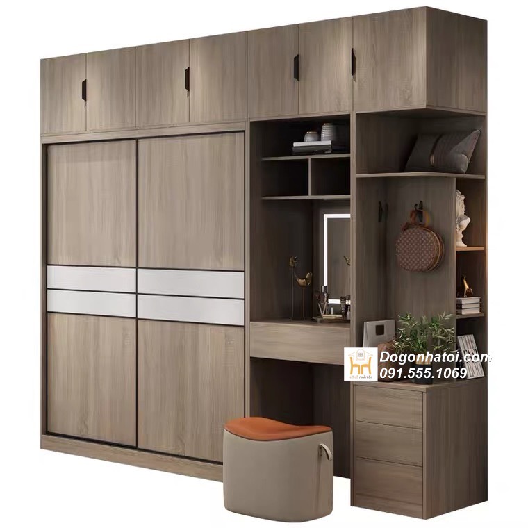 Tủ quần áo của lùa kết hợp bàn trang điểm hiện đại 2m4 x 2m7 - TA218