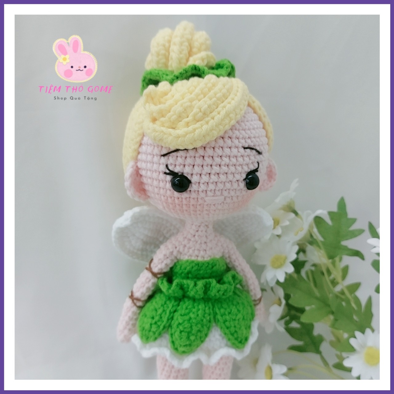 Búp bê nhồi bông, búp bê len móc handmade, Nàng tiên Tinker Bell , quà tặng cho bé