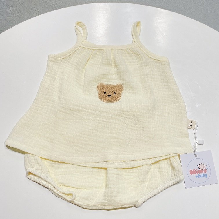 Bộ xô muslin 2 dây đáng yêu Mimo Baby cho bé QA25