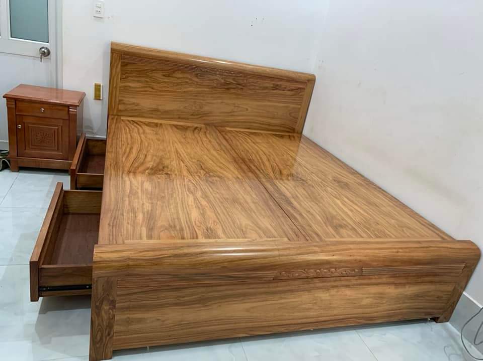 Giường hương xám dạt phẳng hộc kéo 1 M 6 x 2m