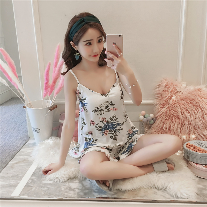 Bộ ngủ hai dây cotton hoa CÓ ĐỆM NGỰC - VAPERLA