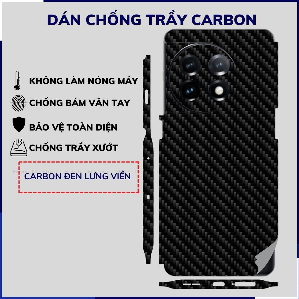 Miếng dán oneplus 11 carbon trong và đen chống trầy xướt chống bám vân tay phụ kiện điện thoại huỳnh tân store