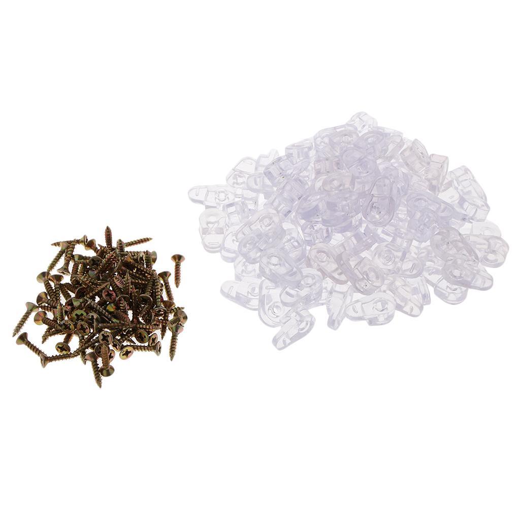 100x Screw Type Plastic Glass Clips Screen Panel Fixing Clips Clear Retainer