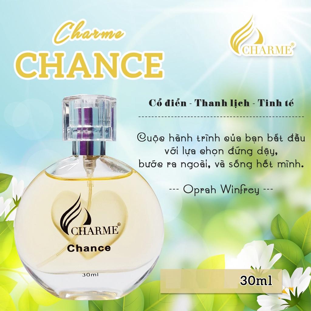 Nước hoa nữ thơm lâu, Charme Chance, mùi hương vani, mang phong cách nữ tính, gợi cảm, lưu hương lâu, 30ml