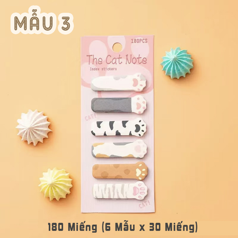 SET 180 MIẾNG GIẤY GHI CHÚ GHI NHỚ HÌNH MÈO XINH XẮN