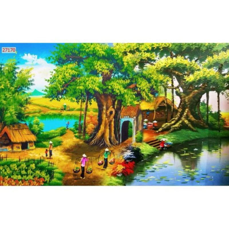 Tranh dán tường 3D đồng quê