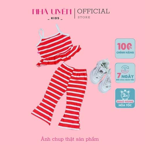 Bộ Quần Áo Bé Gái Áo Dây Vạt Bèo Quần Ống Loe Hàng Thiết Kế Nhã Uyên Kids Mã BK049