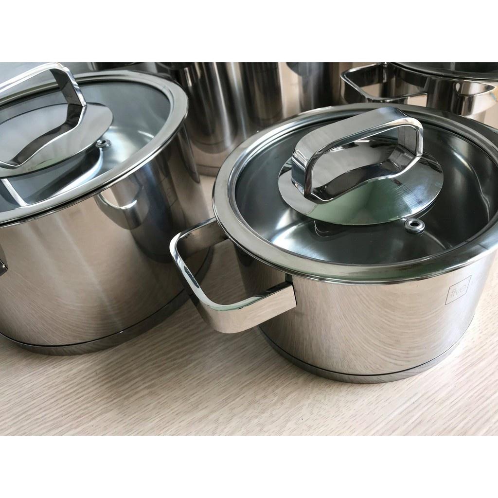 Bộ nồi và chảo chống dính vân đá inox 304 cao cấp Fivestar Plus 5 món nắp kính , tặng 1 vá canh