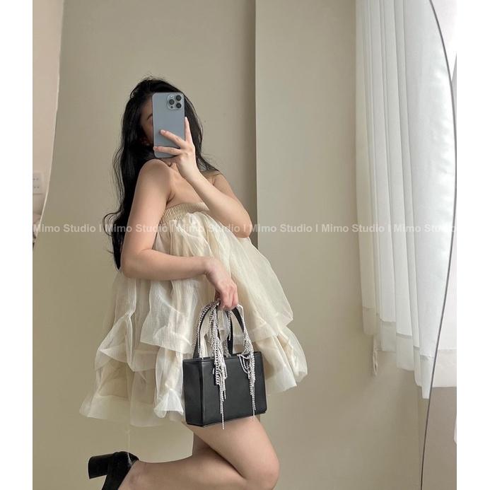 Áo babydoll voan phồng 2 tầng-2085