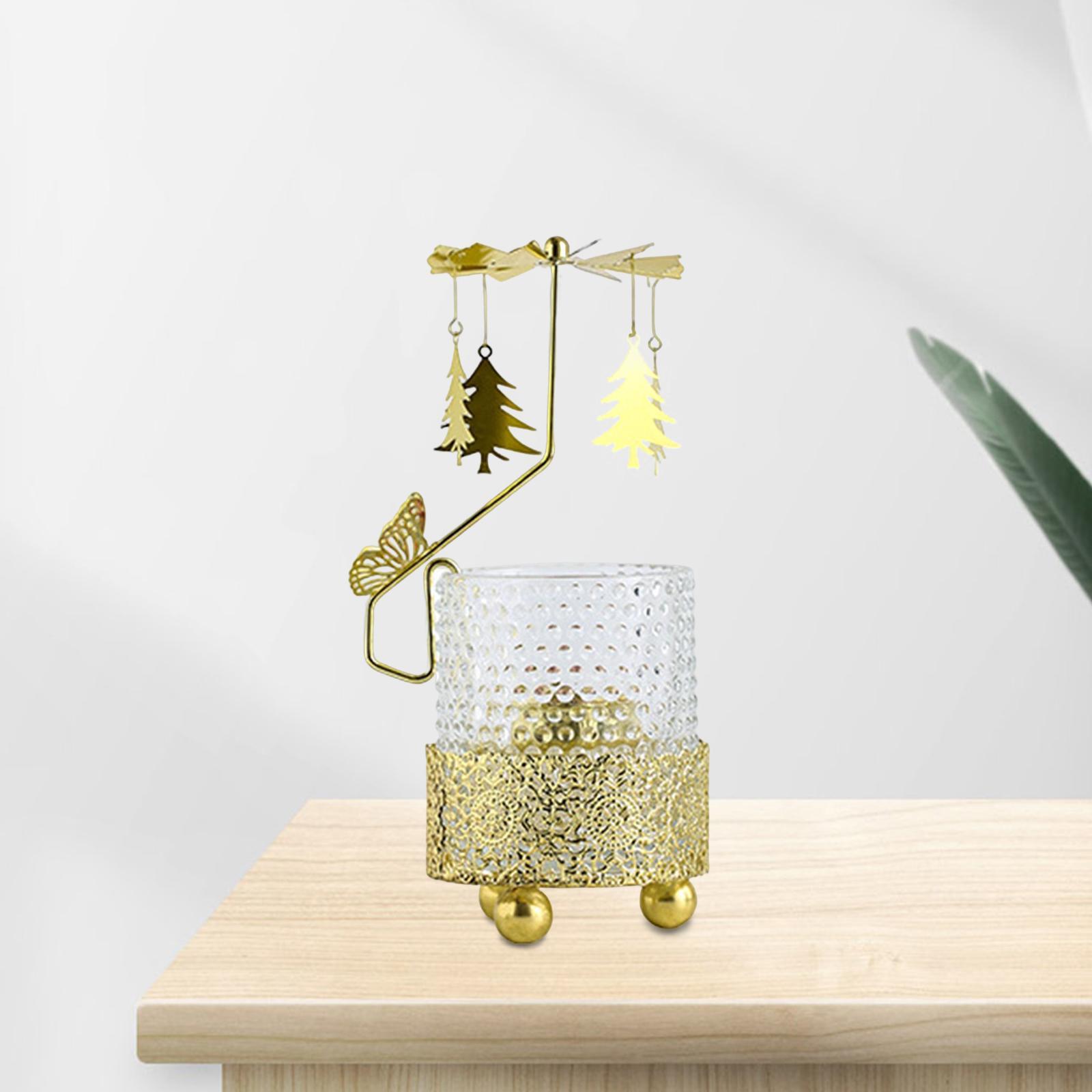 Rotary Candlestick Ornament Tea Light Holder for Restaurant Desktop Fireplace Home Decoration