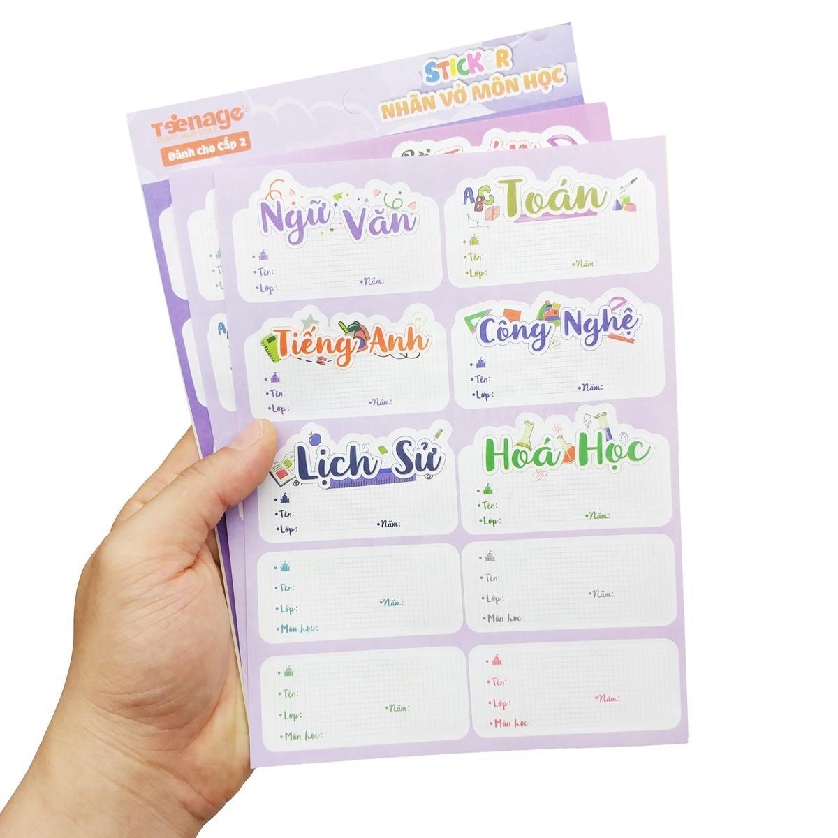 Sticker Nhãn Vở Môn Học - Teenage NV-06 - Cấp 2 (3 Tờ/Xấp)
