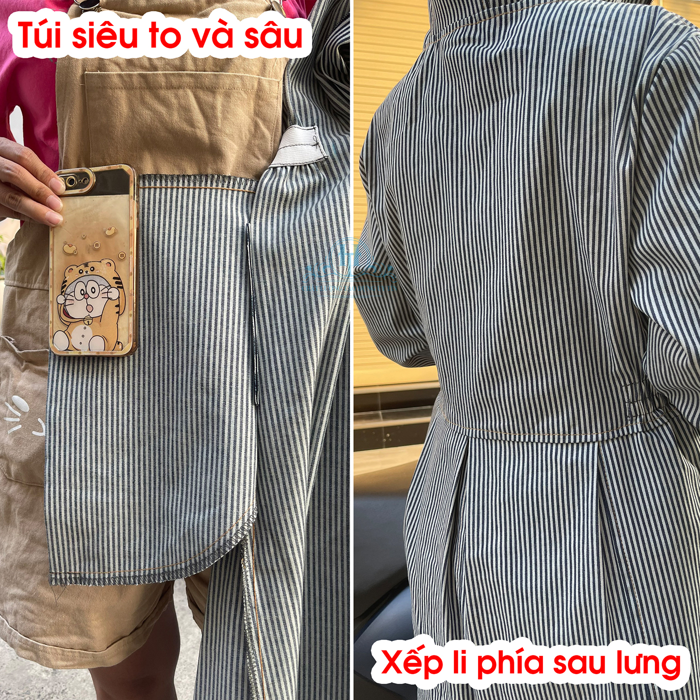 Áo Chống Nắng Nữ Toàn Thân Có Mũ Che Và Tay Áo Dài JHTT01 Váy Chống Nắng Toàn Thân Vải Kaki Cotton Cho Nữ