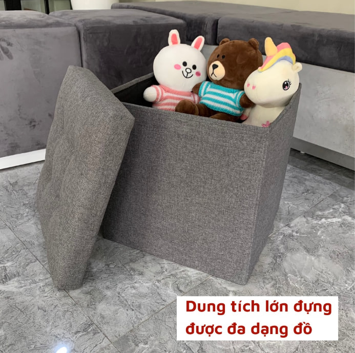 Ghế đựng đồ đa năng, Hộp đựng đồ kiêm ghế sofa mini, Thùng đựng đồ kiêm ghế ngồi khung gỗ bọc vải chắc chắn, tiện lợi