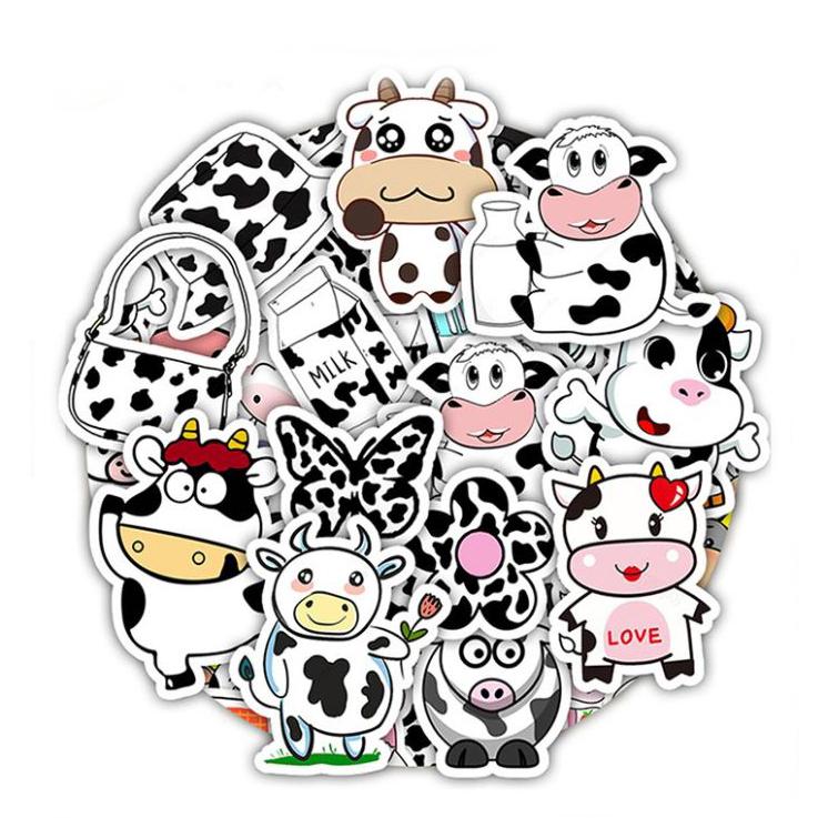 Sticker Bò sữa Cắt Sẵn Hình Dán Trang Trí Mũ Bảo Hiểm Laptop Điện Thoại Ván Trượt Sổ tay Notebook