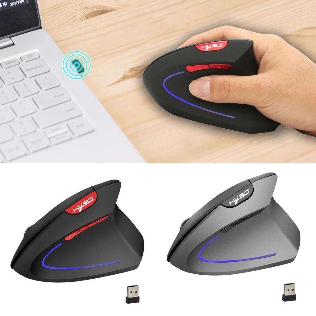 Vertical Rechargeable Comfortable Wireless Optical Mouse for PC Laptops Black