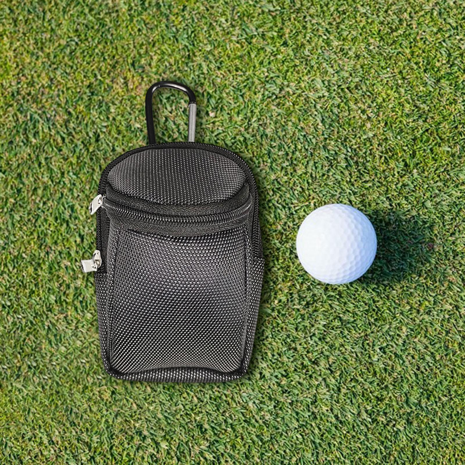 Golf Ball Pouch Golf Ball Carry Bag Lightweight Practical Golf Ball Storage Bag Two Zipper Pockets Golf Ball Case Golfer Gift