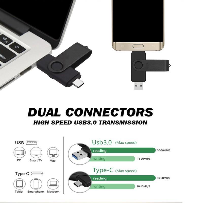 Usb 3.0 256gb Otg Cho Điện Thoại / Máy Tính Bảng / Pc 16gb 32gb 64gb 128gb