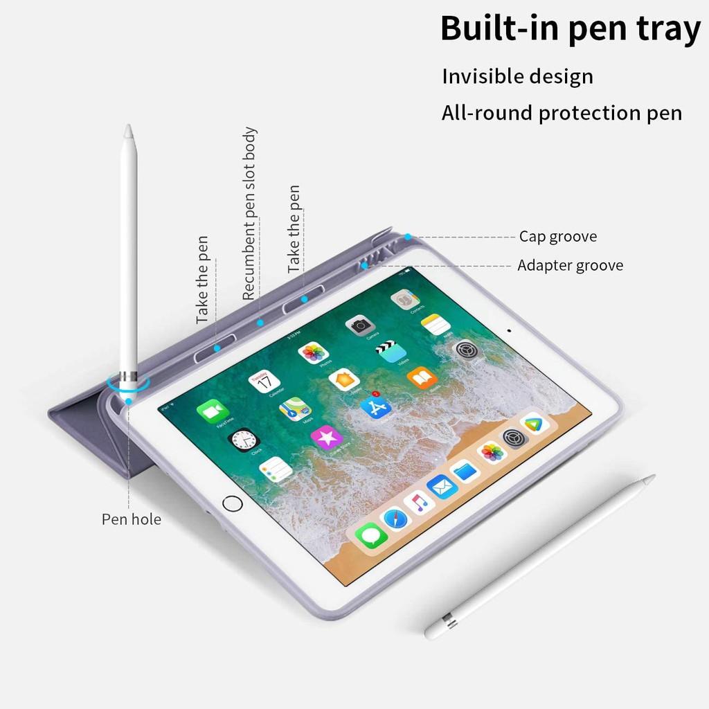 bao da ipad mini5 mini4 air 3 2 1 pro 10.5/10.2/9.7 ipad gen 8 7 6 5 2020/2019/2018 Chức năng đánh thức và ngủ tự động với khay đựng bút