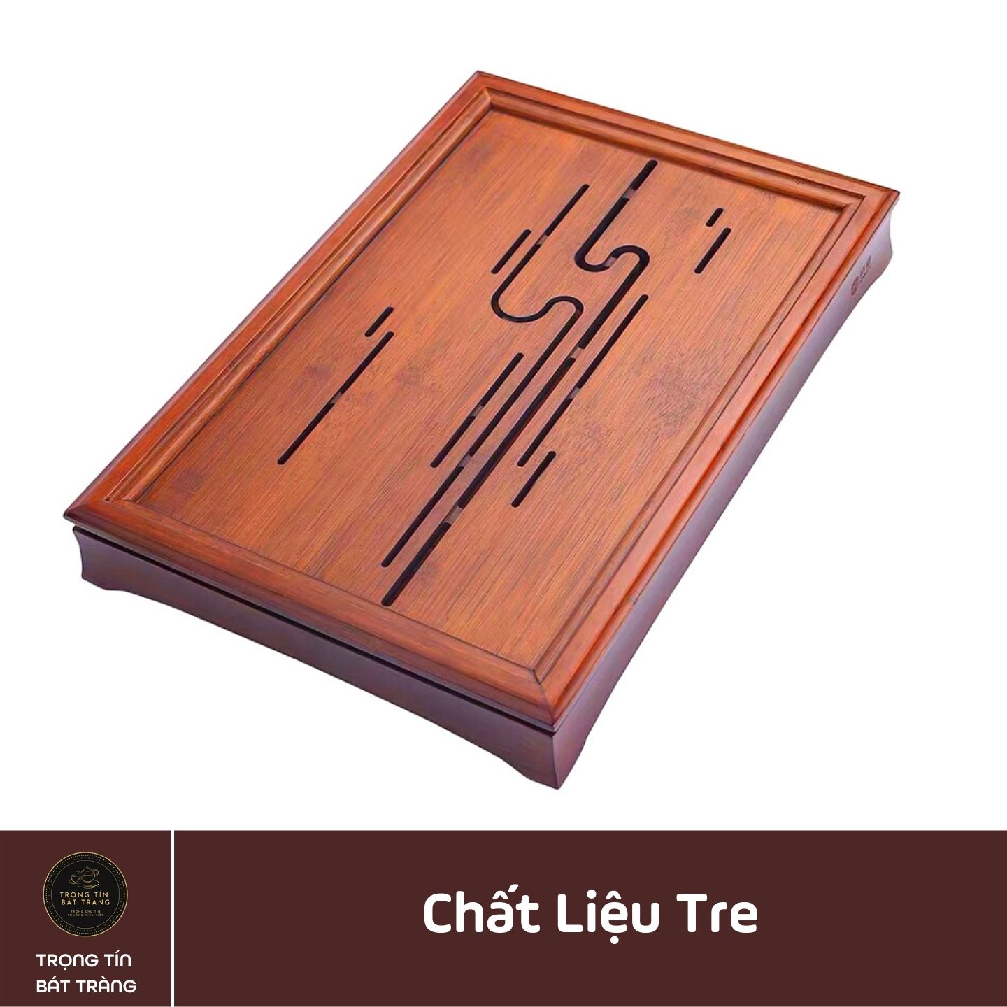 Khay Trà Tre Cao Cấp Lượn Chữ Nhật Kích Thước 50*33*6,8 KT 02