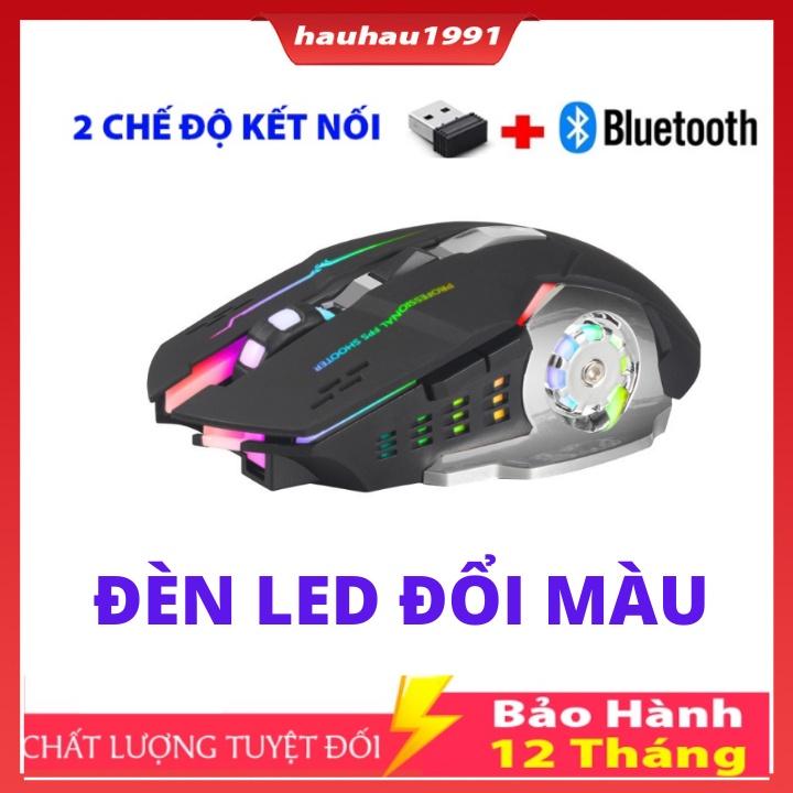 Chuột Không Dây Bluetooth Gaming Dùng Pin Sạc, Click Không Gây Tiếng Ồn Chơi Game Cực Chất Bảo Hành 12 Tháng