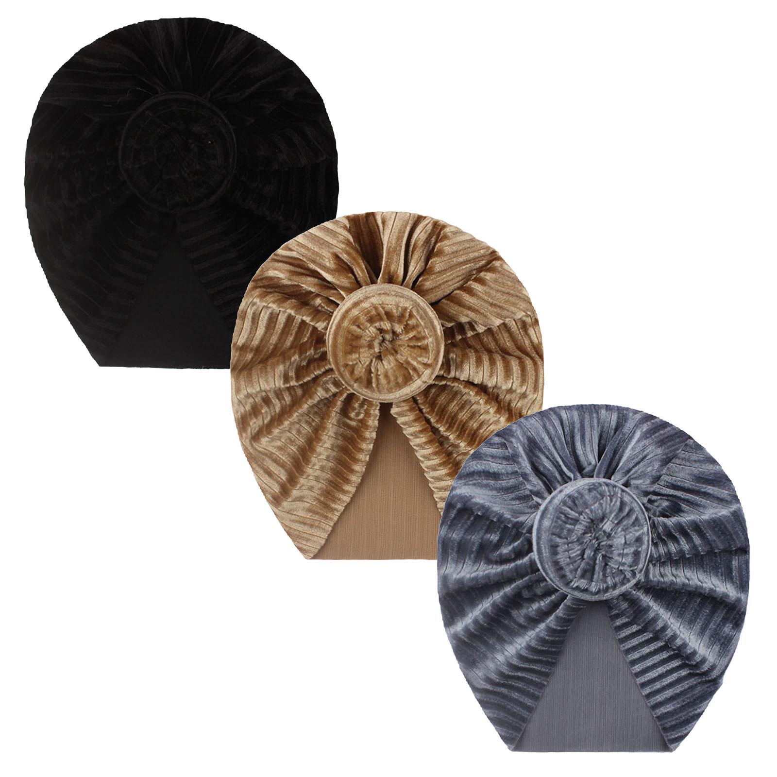 3 Vàng Mới Nhung Băng Đô Cài Tóc Turban Gọng Mũ Cho Bé Kids Cho Bé Gái Chắc Chắn Turban Thắt Nút Mũ Beanie Mũ Phụ Kiện