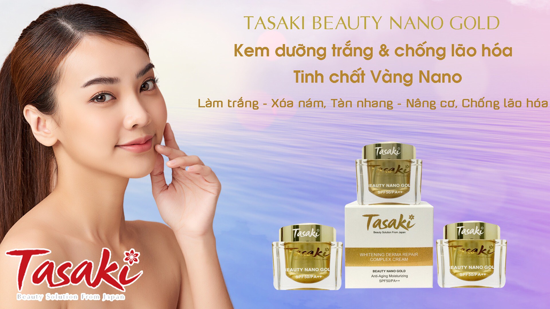 KEM TASAKI VÀNG - TRẮNG DA - NGỪA LÃO HÓA - PHỤC HỒI DA - WHITENING DERMA REPAIR COMPLEX CREAM 25G - BEAUTY NANO GOLD