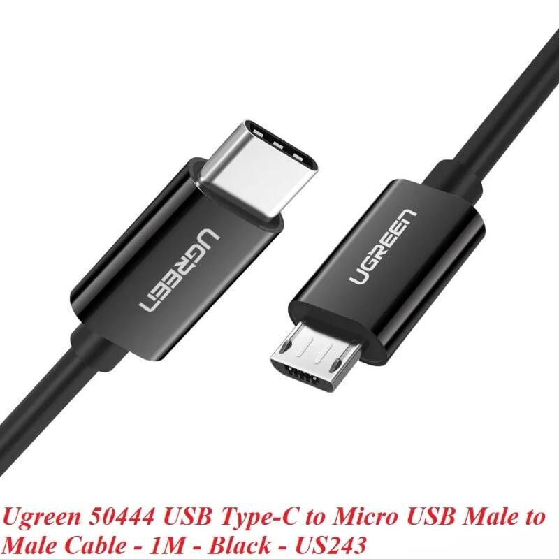 Ugreen UG50444US243TK 1m màu đen cáp USB Type-C ra Micro USB 2 đầu đực - HÀNG CHÍNH HÃNG