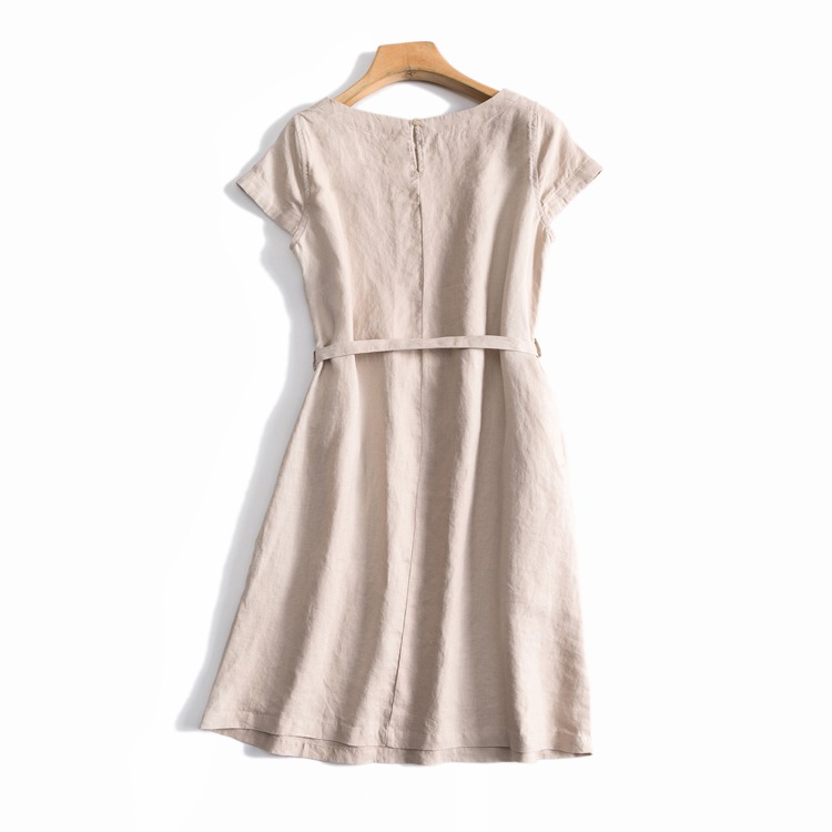 Đầm linen công sở dáng suông, kèm dây thắt eo, phong cách trẻ trung CS84