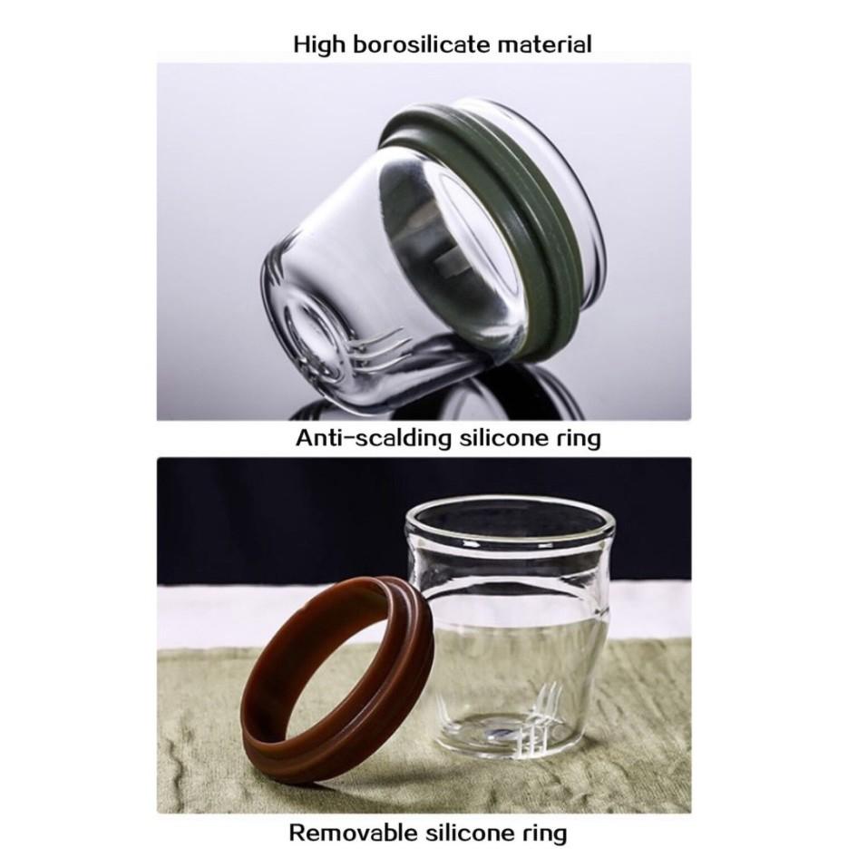 Bình pha trà mini tiện lợi tặng túi đựng Borosilicate Glass 200ml