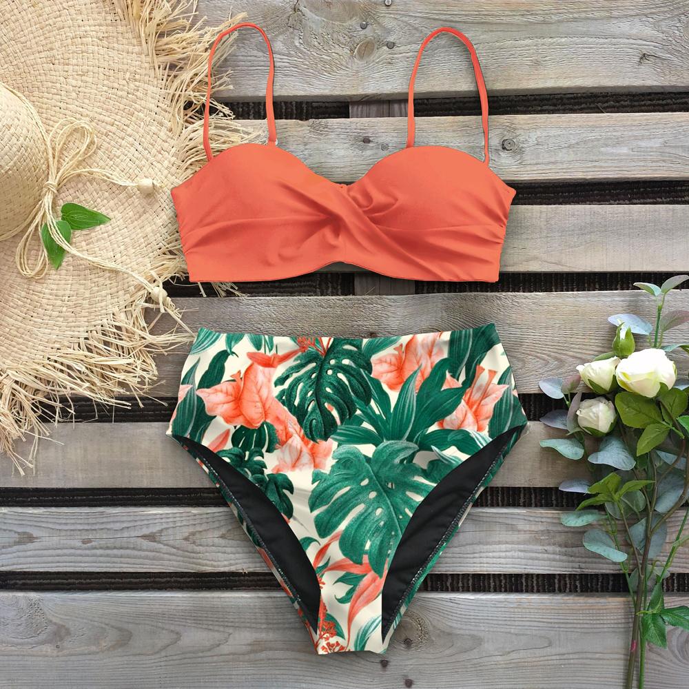 Gợi Cảm 2021 Bộ Đồ Bơi Bikini Đồ Bơi Nữ Push Up Bikini Bộ In Hình Lá Nữ Cao Cấp Quần Bơi Cho Áo Tắm