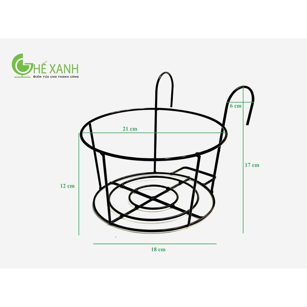 Combo 4 Giỏ sắt dùng treo chậu cây ban công, hàng rào tiện dụng - loại tròn - sắt sơn tĩnh điện