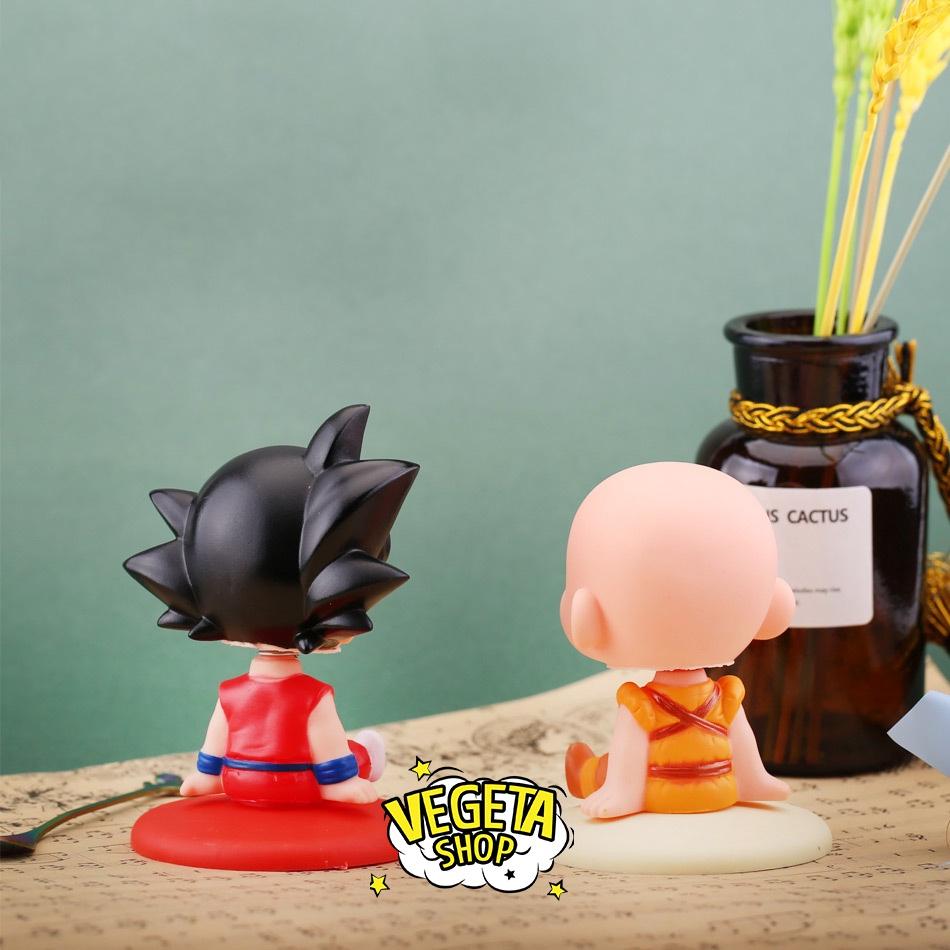 Mô hình Dragon Ball - Mô hình Songoku Goku & Krillin - Mô hình gật gù có lò xo ở đầu - Cao 10,5~12,5cm