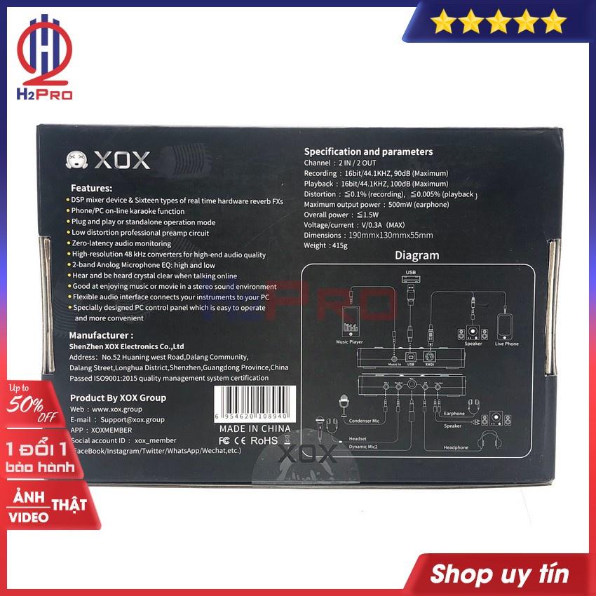 Sound Card Thu Âm, Soundcard Livestream Xox K10 10Th Cao Cấp, Phiên Bản Tiếng Anh (Tặng Bộ 3 Dây Âm Thanh)-H2Pro Tech