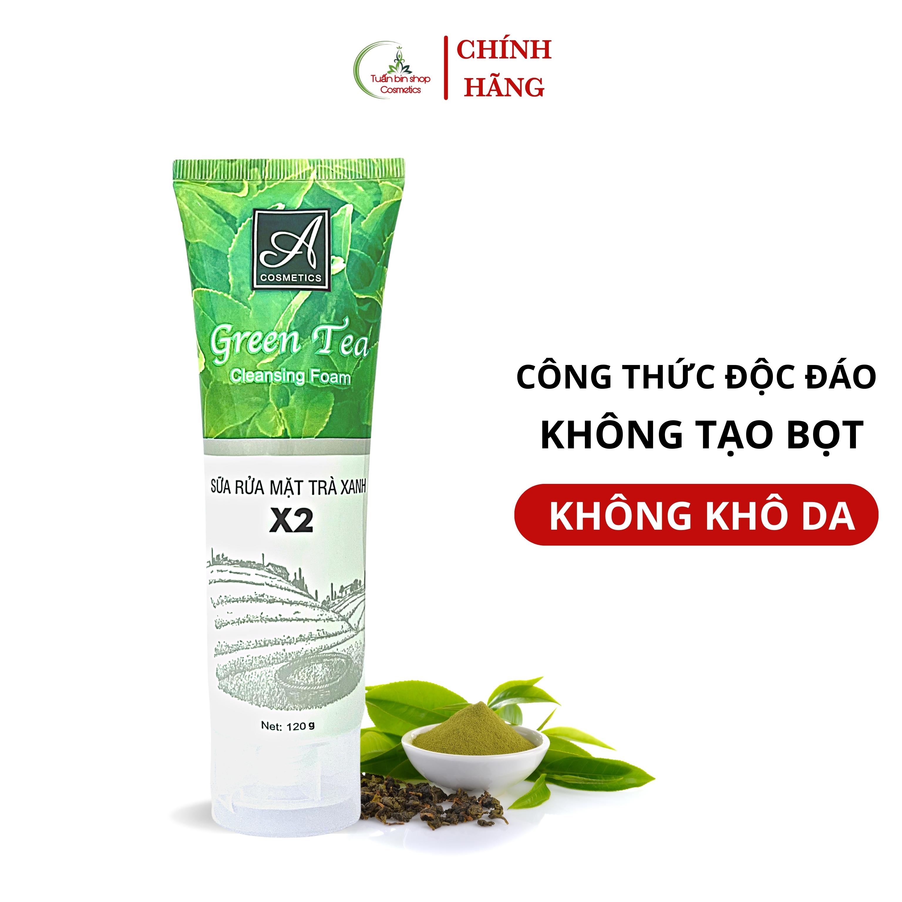Sữa rửa mặt trà xanh x2 Acosmetics, kiềm dầu, sạch bã nhờn, làm trắng da 120g