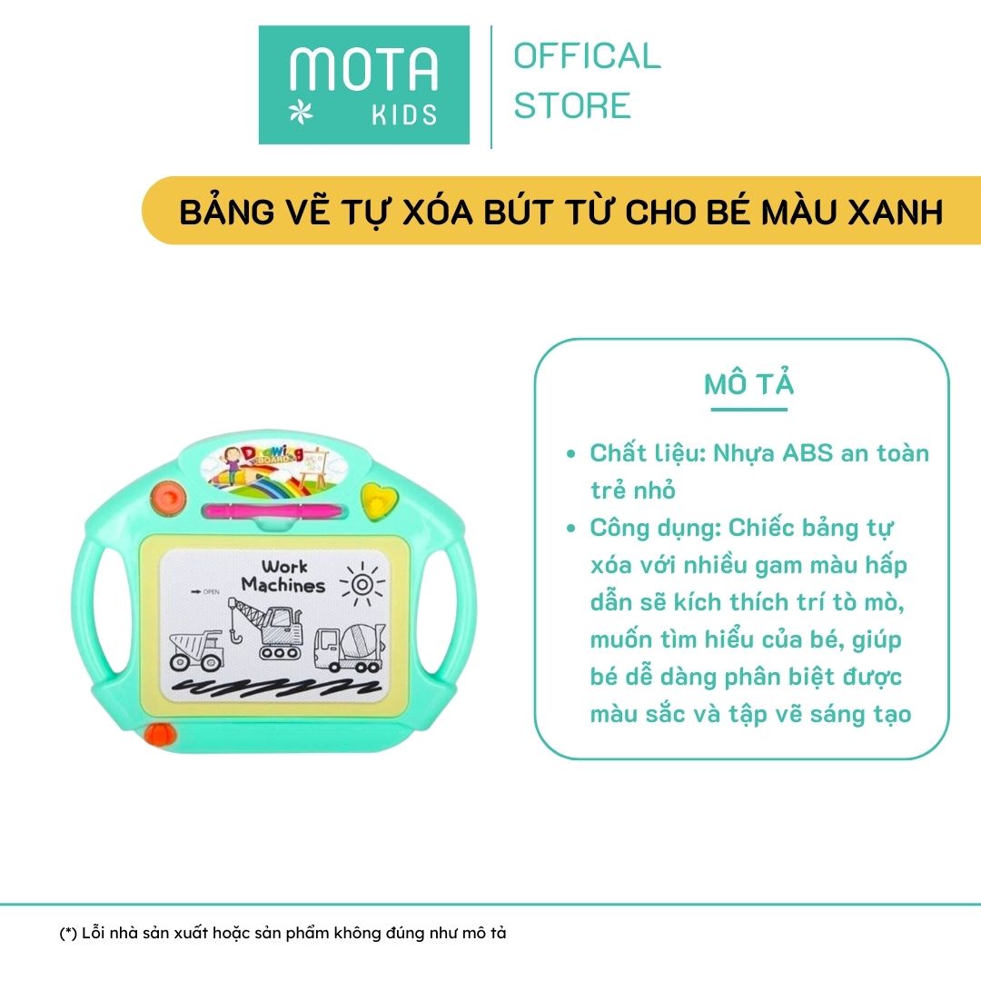 [M2002XANH - Mota Montessori] Đồ chơi cho bé Bảng vẽ tự xóa POLI kèm bút từ màu xanh - Hàng chính hãng