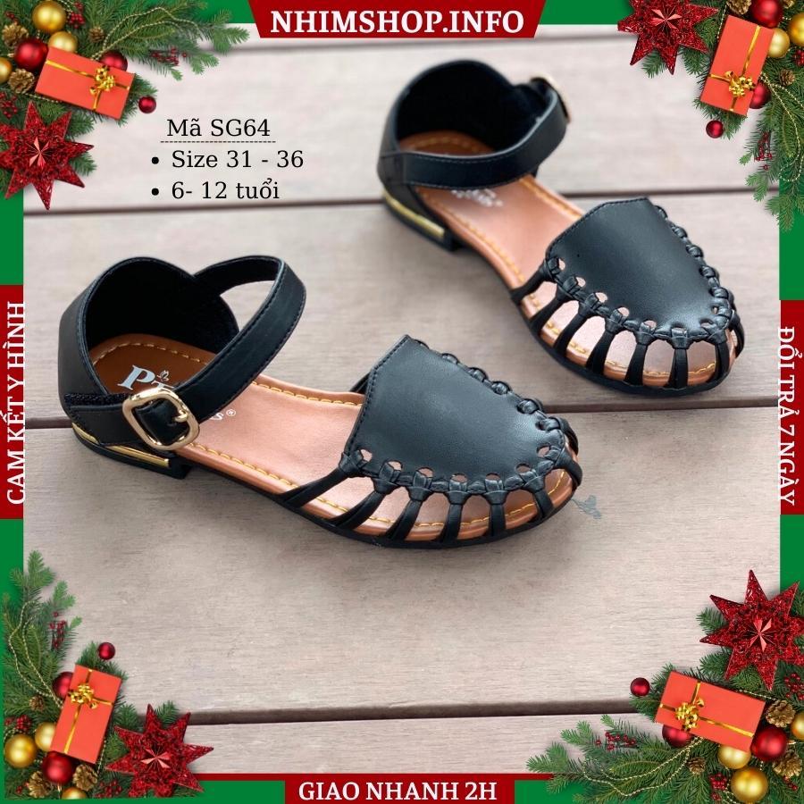 Giày sandal bé gái BibiKids búp bê công chúa dép quai hậu rọ bít mũi cho trẻ em nữ 6 - 12 tuổi đi học êm thời trang SG64