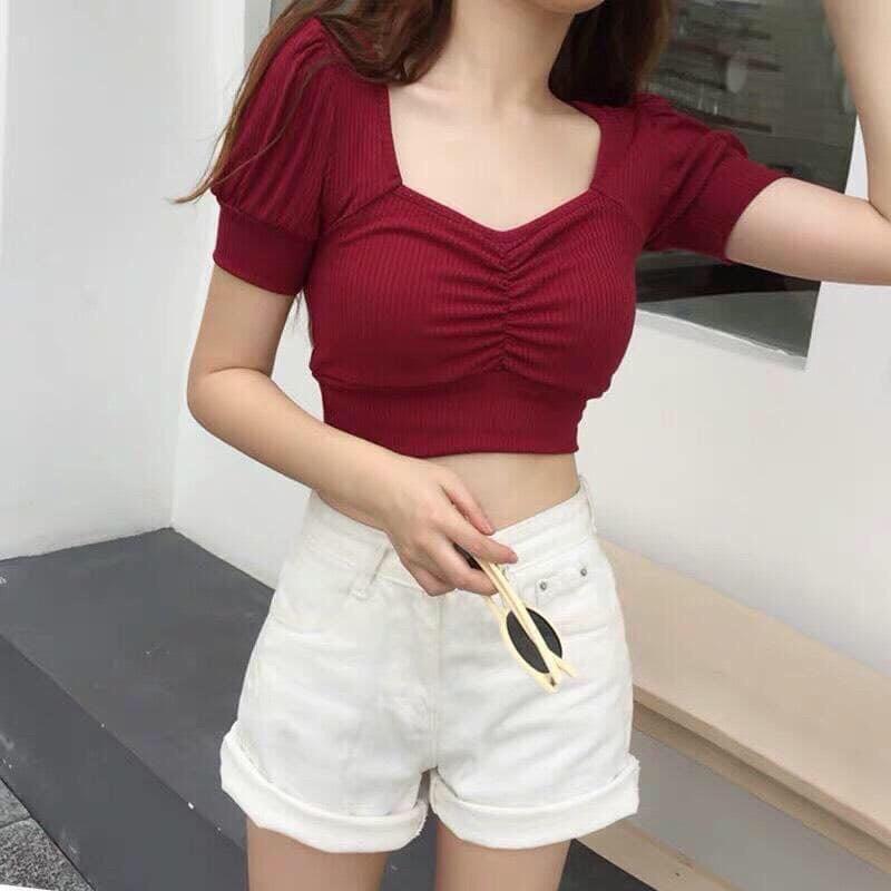 áo thun croptop nhún ngực